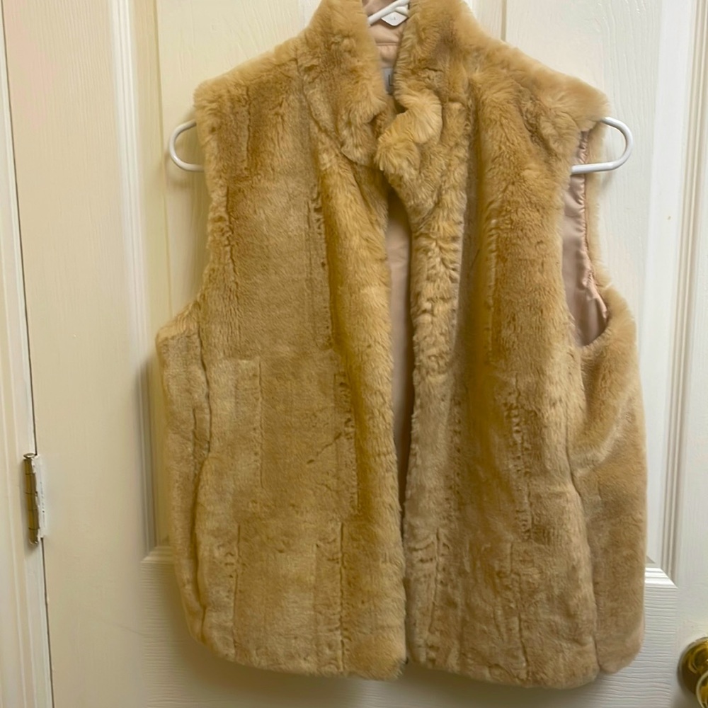 Ann taylor loft faux fur vest size medium petite